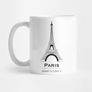 Paris Eiffel Tower coordinates sticker Mug